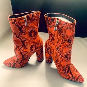 Cape Robbin Orange Snake Print Booties